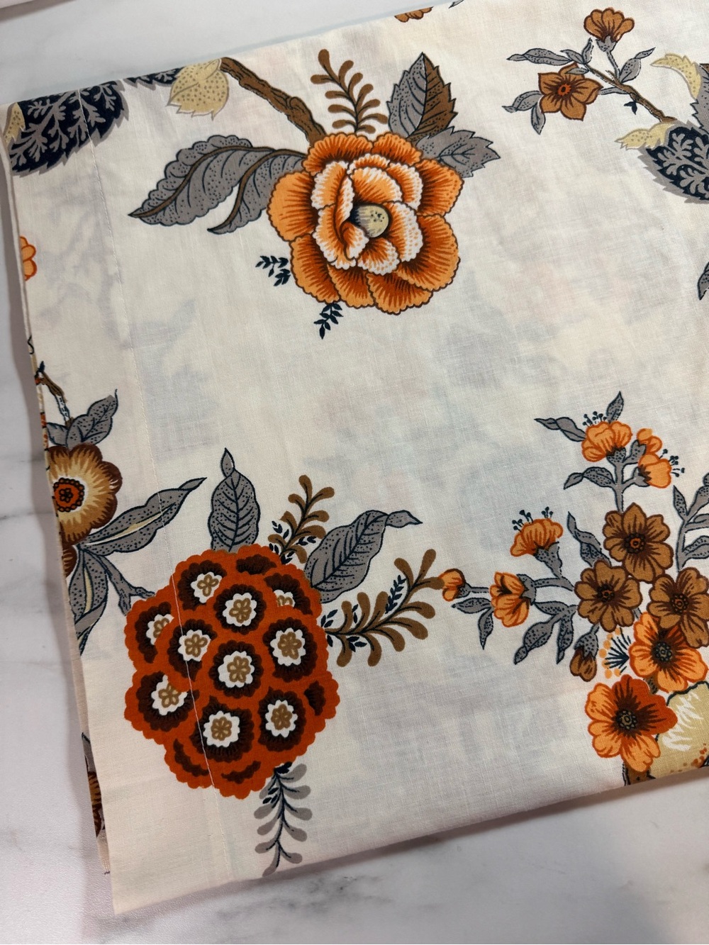 Vintage 70s Botanical Floral Twin Bed Sheet Truprest II Made in Canada Retro